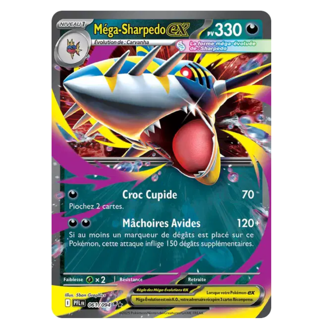 Méga-Sharpedo Ex - 061/094 - Flammes Fantasmagoriques - (ME02) - Français